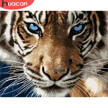 HUACAN Vopsea De Numărul de Tigru Pictate manual, Pictura Cadou de Arta Desen Pe Panza DIY Imagini De Numere Animal Kituri de Decor Acasă