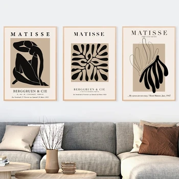 INFLORITOARE Henri Matisse Pictura Abstracta Minim Ilustrare Arta de Perete Panza Printuri Vintage Poster Bej Poze de Perete Decor Acasă