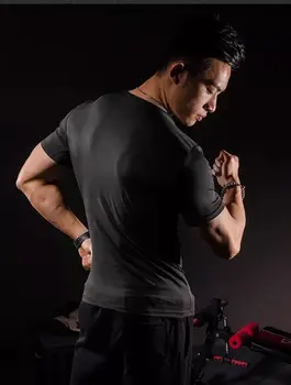 J2329 -Antrenament fitness barbati tricou maneca Scurta barbati termică musculare culturism purta compresie Elastică Subțire exercițiu de îmbrăcăminte