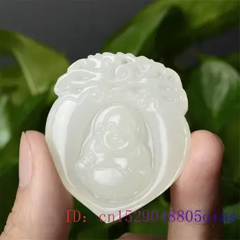 Jad Alb Maitreya Pandantiv Bijuterii Chineză Cadouri Femei Amuleta Naturale Sculptate Colier Barbati Moda Jadeit Buddha Farmec