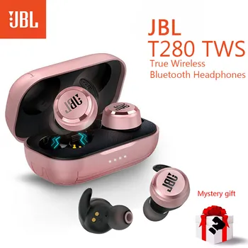 JBL T280 TWS Cască Bluetooth Sport Rulează În ureche rezistent la apa Anti-sudoare Cască de Metal Caz de Încărcare Pentru Ios Android