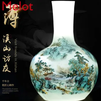 Jingdezhen Ceramică Vaze Mari De Mână-Pictat Chineză Living Curio Rafturi Aranjament De Flori Acasă Decorare Birou