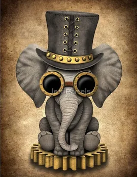 JMINE Div 5D Steampunk Elefant Plin de Diamante Pictura cruciulițe kituri de artă de Înaltă Calitate de Animale 3D vopsea de diamante