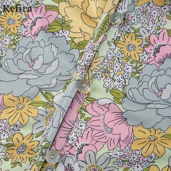 Kefira Casual cu Print Floral Set Femeie 2 bucati 2021 Tricouri Bluze Pantaloni Lungi de Trening Y2K Înaltă Talie Pantaloni Set Tinuta de Vara