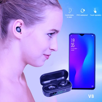 KNUPATH V8 TWS Wireless Căști Bluetooth 5.0 9D Bass Stereo Impermeabil Căști Handsfree set de Căști Cu Microfon de Încărcare