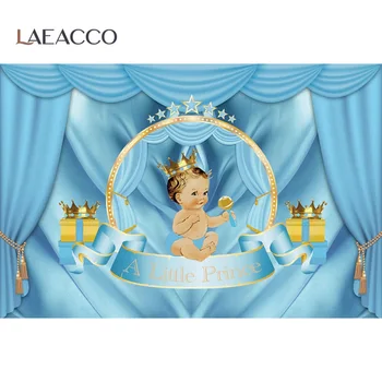 Leacco Perdea Albastră De Fundal Micul Prinț Purta O Coroană Personalizate Poster Foto Portret De Fundal Fotografic Fundal