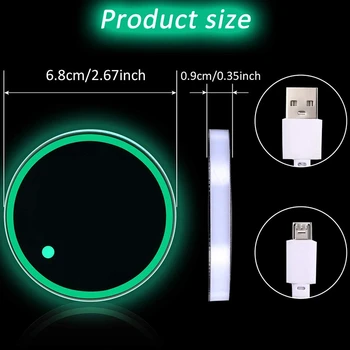 LED-Suport pahare Lumini LED-uri Auto roller-Coastere 7 Culori Luminiscente Cupa Pad de Încărcare USB Cupa Mat