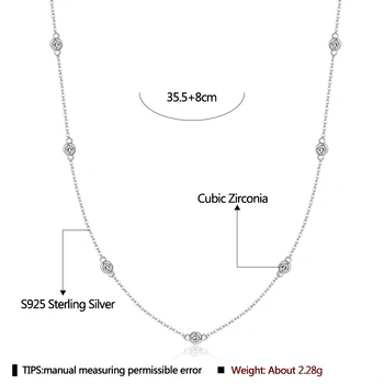 LEKANI Argint 925 Link-ul Lanț Colier Clar CZ Scurt Metal Cravată Coliere Pentru Femei Fine Bijuterii de Argint New Sosire