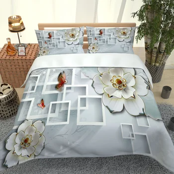Lenjerie de pat de lux seturi de relief flori lenjerie de pat fata de Perna Pat Lenjerii de pat Queen Elegant Adult