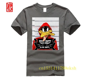 LEQEMAO Imprimate din Bumbac pentru Bărbați Looney Tunes Daffy Duck Mugshot Barbati Graphic T Shirt