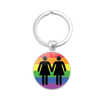 Lesbiene Gay Pride Curcubeu Cabochon Sticla Breloc Cheie Auto Lanț de Chei Brelocuri LGBT Bijuterii Unisex