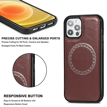 Magsafe caz Pentru iPhone Caz 12 12 mini-12 Pro Max Magnetic Piele PU, Capacul din Spate Pentru iPhone 12 Pro 12 Pro Max