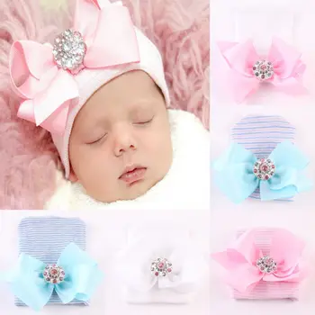 Mai Nou Fată Copil Drăguț Confortabil Bowknot Spital Capac Nou-Născut Beanie Hat