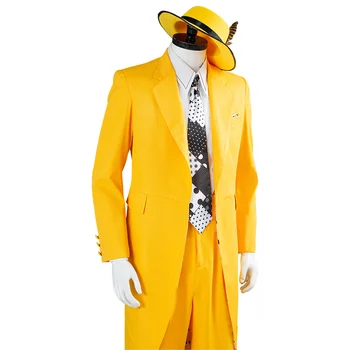 Masca Jim Carrey Cosplay Costum Adult, Barbati Costum Galben Uniforme, Costume Halloween, Costume De Carnaval Personalizate