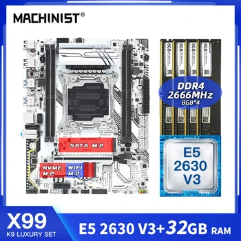 MAȘINIST X99 Placa de baza Combo despre lga2011-3 turbo Cu procesor Intel Xeon E5 2630 V3 32GB 4*8GB RAM DDR4 Memorie Set Kit Placa de baza X99-K9