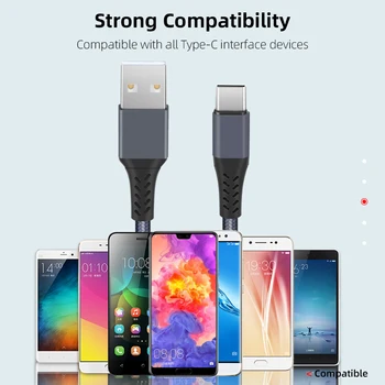 Melonboy 3A USB de Tip C Cablu pentru Samsung Huawei, Xiaomi Telefon Mobil de Încărcare Rapidă USB-C prin Cablu de Tip C, Încărcător Micro USB Cabluri