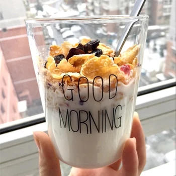 Minunat Pahar mic Dejun Ceașcă de Cafea Ceai Lapte Iaurt Cana Creative Bună Dimineața Cana Cadouri 450ml,Sticla, cana de cafea ceașcă de călătorie