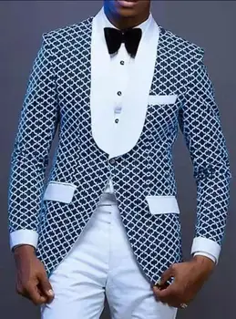 Moda de mireasa alb-Negru pentru bărbați costume pentru bărbați haina de om slim fit mirele cel mai bun om de partid de afaceri formal de agrement Blazer jacheta