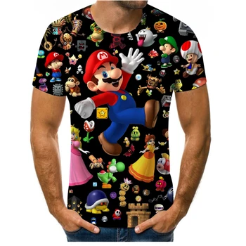 Moda de vara noi bărbați și femei, copii, dragoste super T-shirt anime Super Mario 3D de imprimare casual cu mâneci scurte respirabil