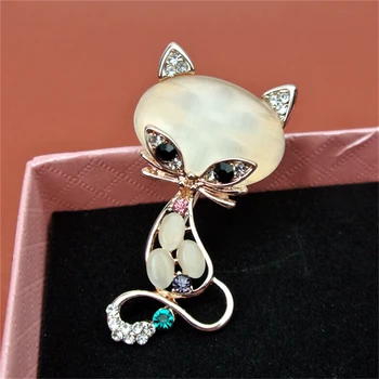 Moda Femei Fox Forma Opal Brosa Colorate Stras Rochie Pin Decorative