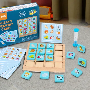 Montessori Memorie Joc De Șah Pentru Copii Puzzle Joc De Bord Montessori Din Lemn Jucării De Învățare De Formare Concentrația De Jucărie Pentru Copii