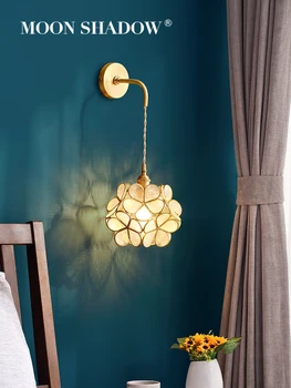 MOONSHADOW Lampă de Perete Plin de Cupru Nordic Minimalist Camera de zi Lumini de Perete Pentru Casa Noptiera Culoar Scări Petală Lampă de Perete de 220V