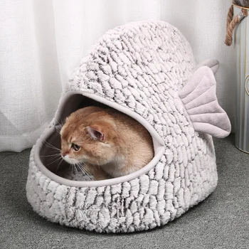 [MPK Pisica de Casa] Pește Pat Pisica, Pisica Gri Cuib, 1 Dimensiuni Disponibile