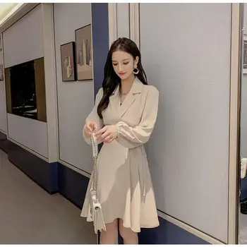 Negru Vrac Harajuku Moda coreeană Femeie Sexy Puff Maneca Sacou Rochie pentru Femei Casual Vintage Eleganta Maxi Rochii Estetice