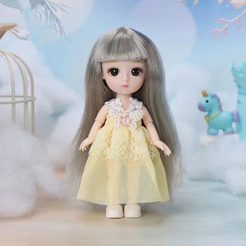 Noi 16cm13 Mobile Articulate BJD Păpuși Fata Drăguț Papusa Baby Girl Dress Up cu Moda rochie de Casă de Joacă pentru Copii Jucării pentru Fete Cadou