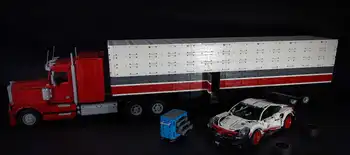NOI 2021 Știință și tehnologie bloc moc-50070 American remorcă camion gigant masina de asamblare model de jucărie baiat cadou de ziua de nastere
