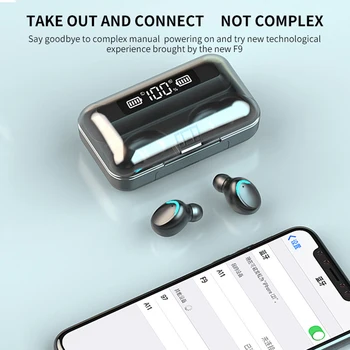 Noi F9 TWS Căști fără Fir Bluetooth Căști 5.1 Impermeabil Sport Căști Căști Stereo Cu Încărcare Box Pentru Telefonul Inteligent