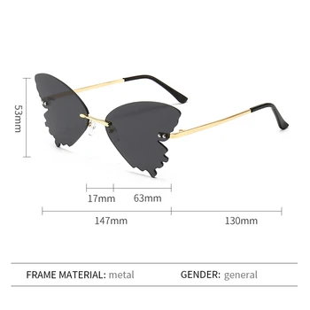 Noi fără ramă Unică Fluture ochelari de Soare Femei Bărbați Neregulate Personalizate de Metal Ochelari de Soare Moda de Lux UV400 Nuante 2021