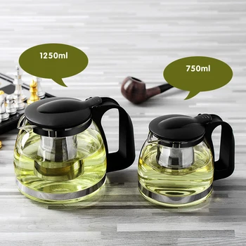 Noi rezistente la Căldură Ceainic de sticlă de 750ml &1250ml Sticlă de Moda Ceainic pentru Ceai de Flori cu Detașabil din Oțel Filtru Infuzor Ceainic