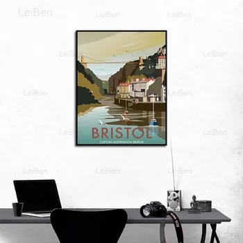 Nordic Oraș Retro Panza Pictura De Epocă Poster Baie Georgia Orașului Bristol Imprimare Imagine De Camera De Decorare Camera De Zi Art Poster