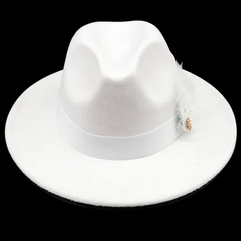 Nunta fedoras alb rosu jos fedora pălărie jazz pălărie fedora pălărie Capac Cowboy două culori britanic pălărie mare refuz de pălărie cu caracteristică