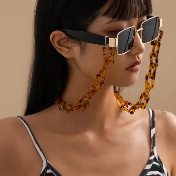 Ochelari de Soare Lanțuri Cablul de Titular Curea de Gât pentru Femei Punk la Modă Simple Acrilice Acetat de Leopard de Imprimare Ochelari Lanț