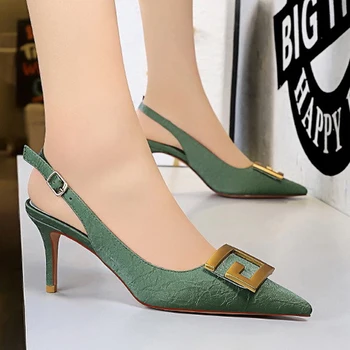 Pantofi de vara pentru Femei Sandale Cu Metal Decor Elegant Pompe de Pantofi Pe Tocuri de 7cm Subliniat Toe Doamnelor Sandale Stiletto de sex Feminin
