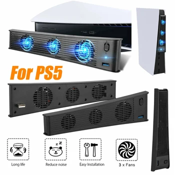 Pentru PS5 Consola Gazdă de Răcire 3-Ventilator Cooler Joc Externe Accesorii Console de Răcire Cu LED Albastru Pentru PS5 Consola de Jocuri