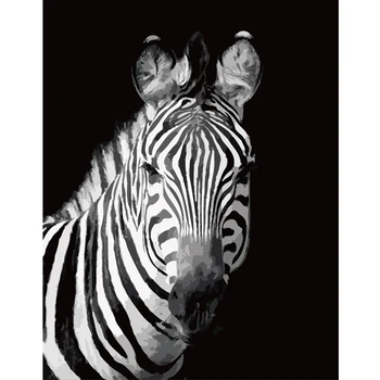 Pictura De Numere DIY Dropshipping 60x75cm Drăguț negru și alb zebra Animal Manual Pentru Perete Camera de zi Decor Pictura in Ulei