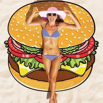 Poliester Prosop de Plajă Tapiserie Burger, Pizza Imprimare Picnic de Vară Mat Beach Blanket Doamnelor Copii Vacanta pe Litoral Consumabile 2 ord