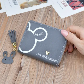 Portofel Disney doamna scurt cu fermoar ciucure cheie poseta de monede student mici mini portofel Minnie mouse titularul cardului de Ambreiaj
