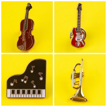 Prajna Instrument Muzical Ace Insigne pentru Haine în Rucsac Aliaj de Zinc Desene animate Insigne Metal Chitara Vioara Pin Pian Corn Insigna