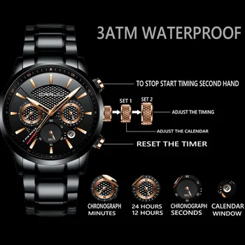 Reloj hombre 2019 CRRJU Top Brand de Lux Barbati Ceas rezistent la apă, Cronograf Bărbați Ceas Barbati Moda Ceas Sport de sex Masculin Oțel Ceas