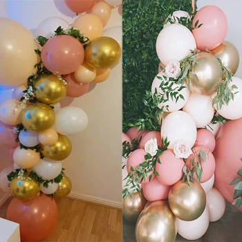 Retro Balon Roz Ghirlanda Kit Piersic Chrome Metalice Balon Arc pentru Ziua de naștere Petrecere de Nunta Decoratiuni
