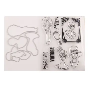 Reuniune Vintage Lady Tăiere de Metal Moare și Timbre Album Ambarcațiuni Stencil DIY Album Șablon de Hârtie Model de Ștampilă și să Moară Seturi