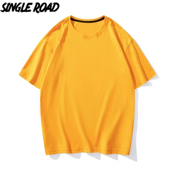 Rutier singur Om Supradimensionat tricou Barbati Top de Vară 2021 Solidă și Simplu T-shirt Harajuku din Bumbac Tricou Galben T-Shirt Pentru Bărbați