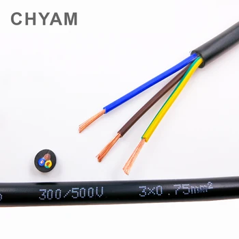 RVV Cablu Electric Negru 22AWG 0.3mm2 2/3/4/5/6/7/8/10/12/14/16/18 Nuclee de Ace de Cupru Conductor cablu de Semnal