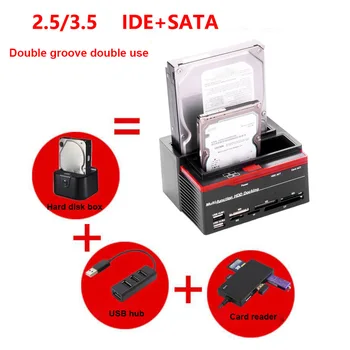 SATA IDE HDD Docking Station pentru Hard Disk Docking Station HDD Enclosure USB 2.0 Hub MS/M2/XD/CF/SD/TF Card Reader