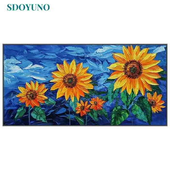 SDOYUNO 60x75cm Vopsea De Numere Pentru Adult Peisaj DIY Pictură în Ulei De Numere Pe Canvas Floarea-soarelui Fara rama Numărul Pictura