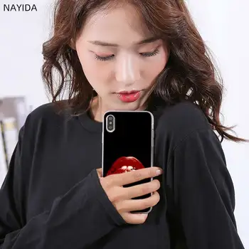 Silicon moale Caz Pentru iPhone 12 11 Pro X XS Max XR 8 7 6 Plus 5s SE 2020 S 6.1 Moda Acoperi buzele Rosii frumusete